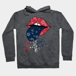 USA mouth, stars, Red, White and Blue Hoodie